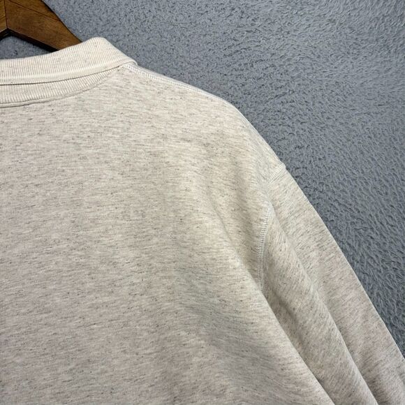 Vintage Colorblock Sweatshirt Mens Large Beige Tan Colorblock Collared Rugby 90s - Picture 10 of 11